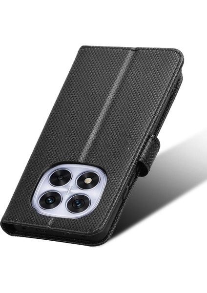 Xiaomi Redmi Note 14 Pro+ 5G-Note 14 Pro 5G Kılıf Pu Deri Elmas Dokulu Cüzdan Telefon Kapağı-Siyah (Yurt Dışından)