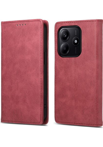 Df-05 Xiaomi Redmi Note 14 5G-14 4G Cüzdan Kılıf Rfıd Engelleme Pu Deri Telefon Kapağı-Kırmızı (Yurt Dışından)