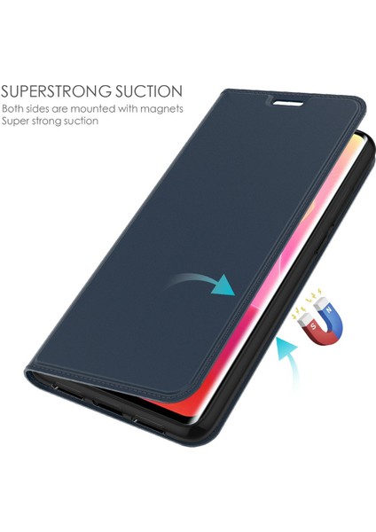 Xiaomi Redmi Note 14 5G Kılıf Pu Deri Telefon Kapağı, Kart Tutucu Manyetik Kapatma-Mavi (Yurt Dışından)