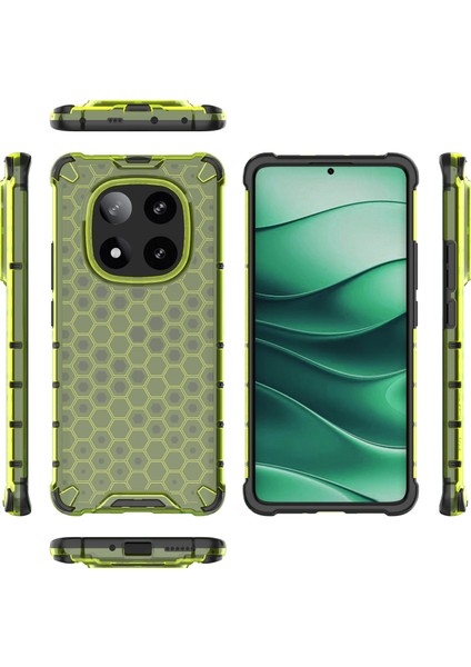 Xiaomi Redmi Note 14 Pro 5G Kılıf Pc+Tpu Telefon Kapağı Petek Şekli-Yeşil (Yurt Dışından)