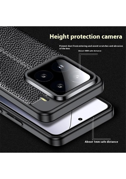 Xiaomi 15 Pro Kılıf Litchi Texture Tpu Esnek Telefon Kapağı, Siyah (Yurt Dışından)