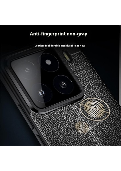 Xiaomi 15 Pro Kılıf Litchi Texture Tpu Esnek Telefon Kapağı, Siyah (Yurt Dışından)