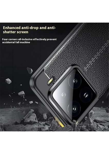 Xiaomi 15 Pro Kılıf Litchi Texture Tpu Esnek Telefon Kapağı, Siyah (Yurt Dışından)