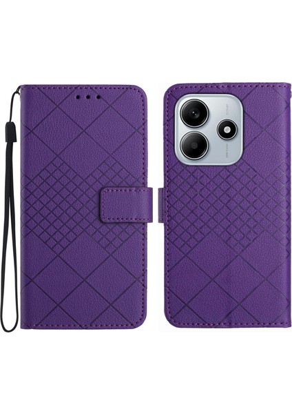 Xiaomi Redmi Note 14 5G Baskı Pu Deri Flip Folyo Kapak-Koyu Mor Için (Yurt Dışından)