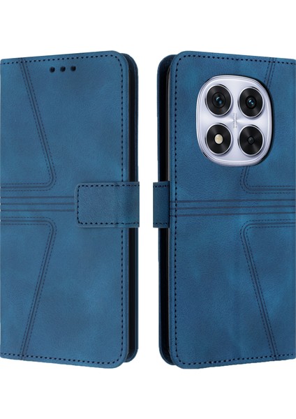 Xiaomi Redmi Note 14 Pro 5G-14 Pro+ 5G Kılıf Üçgen Baskılı Çizilmez Telefon Cüzdan Kapağı-Mavi (Yurt Dışından)