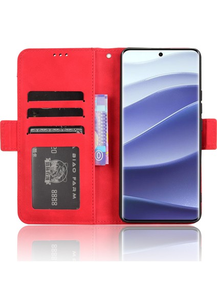 Xiaomi Redmi Note 14 Pro+ 5G-Note 14 Pro 5G Çoklu Kart Yuvalı Telefon Cüzdan Kılıfı-Kırmızı (Yurt Dışından)