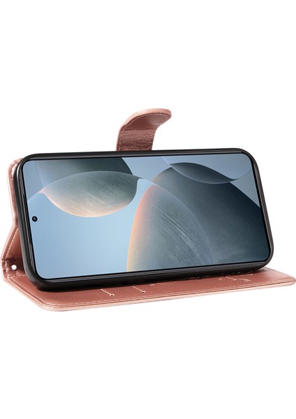 Xiaomi 14T Kılıf Çiçek Desenli Pu Deri Cüzdan Telefon Kapağı-Gül Altın (Yurt Dışından) modelleri