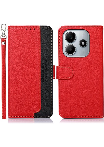 Xiaomi Redmi Note 14 4G Kılıf Rfıd Engelleme Cüzdan Pu Deri Telefon Kapağı-Kırmızı (Yurt Dışından)