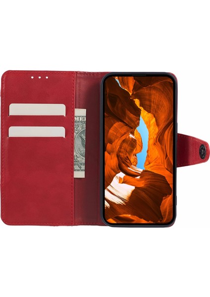 Xiaomi Redmi Note 14 Pro+ 5G Kılıf Ekleme Dokulu Deri Telefon Kapağı Görünüm Standı-Kırmızı Için (Yurt Dışından) fiyatları