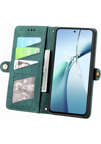 Xiaomi Redmi Note 14 5G Kılıf Fermuar Cüzdan Geometri Çizgileri Deri Telefon Kapağı-Yeşil (Yurt Dışından) fiyatları