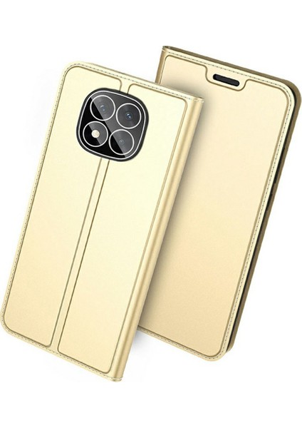 Xiaomi Redmi Note 14 Pro + 5G Kılıf Pu Deri Telefon Kapağı, Kart Tutucu Manyetik Kapatma-Altın (Yurt Dışından)