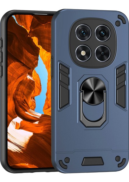 Xiaomi Redmi Note 14 Pro 5G Kılıf Pc+Tpu Drop Defend Telefon Kapağı Halkalı Stand-Mavi Için (Yurt Dışından)