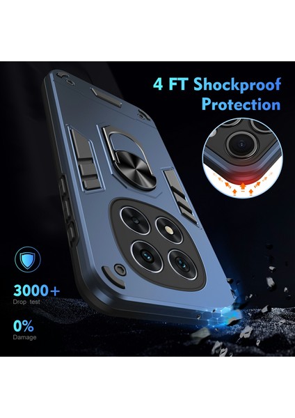 Xiaomi Redmi Note 14 Pro 5G Kılıf Pc+Tpu Drop Defend Telefon Kapağı Halkalı Stand-Mavi Için (Yurt Dışından)