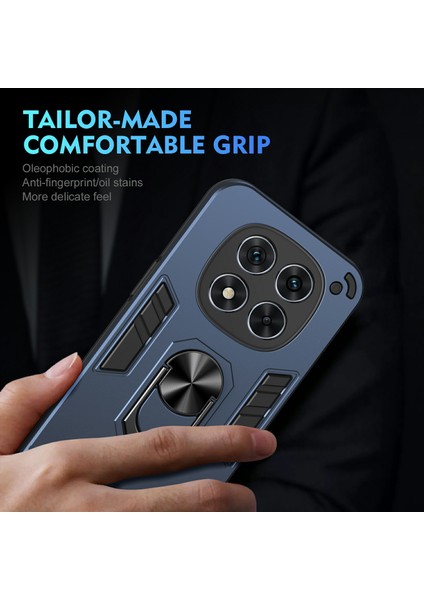 Xiaomi Redmi Note 14 Pro 5G Kılıf Pc+Tpu Drop Defend Telefon Kapağı Halkalı Stand-Mavi Için (Yurt Dışından)
