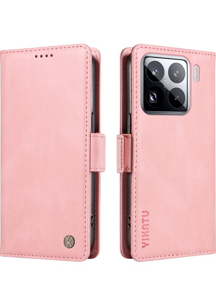 Xiaomi 15 Pro Kılıf Için Pu Deri Cüzdan Telefon Kapağı Cilt Dokunmatik Duygu-Pembe (Yurt Dışından)