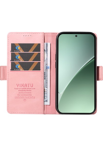 Xiaomi 15 Pro Kılıf Için Pu Deri Cüzdan Telefon Kapağı Cilt Dokunmatik Duygu-Pembe (Yurt Dışından)
