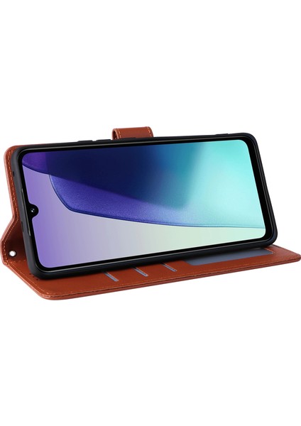 Xiaomi Poco C75 4G-Redmi 14R 5G-14C 4G Kılıf Cüzdan Görünümü Pu Deri Telefon Kapağı-Kahverengi (Yurt Dışından)