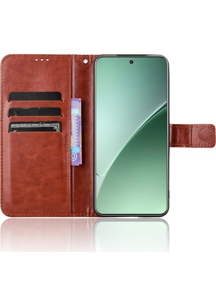 Xiaomi 15 Pro Kılıf Crazy Horse Doku Pu Deri Telefon Cüzdan Kapağı-Kahverengi (Yurt Dışından)
