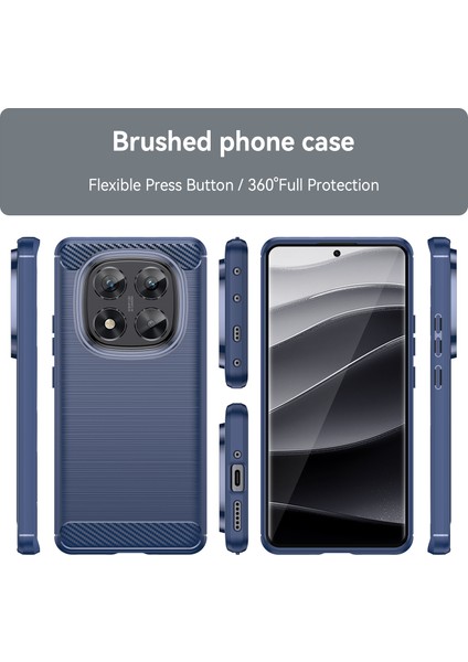 Xiaomi Redmi Note 14 Pro 5G Kılıf Karbon Fiber Doku Tpu Fırçalanmış Telefon Kapağı-Mavi Için (Yurt Dışından)