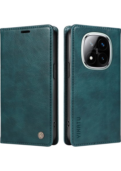 Xiaomi Redmi Note 14 5G Kılıf Manyetik Kapatma Deri Telefon Kapağı Litchi Doku-Mavi Için (Yurt Dışından)