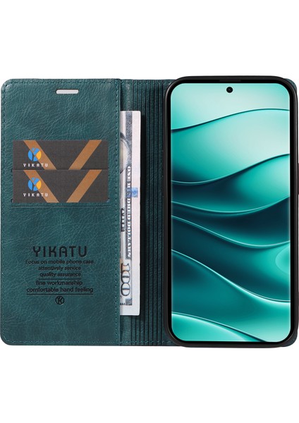 Xiaomi Redmi Note 14 5G Kılıf Manyetik Kapatma Deri Telefon Kapağı Litchi Doku-Mavi Için (Yurt Dışından)