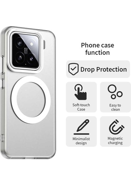 Xiaomi 15 Için Magsafe Pc+Tpu+Pet Anti-Drop Telefon Kılıfı İle Uyumlu Kılıf-Beyaz (Yurt Dışından)