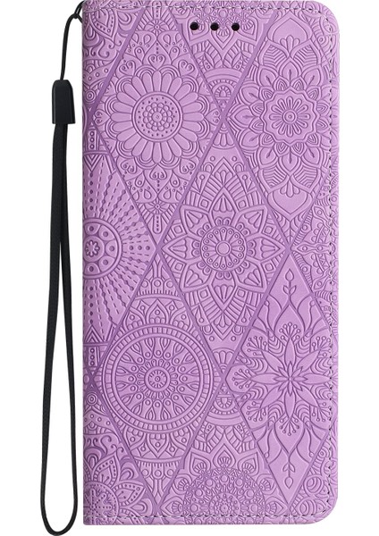 Xiaomi Redmi Note 14 Pro 5G-14 Pro+ 5G Kılıf Baskılı Çiçek Cüzdan Deri Telefon Kapağı-Mor (Yurt Dışından) modelleri