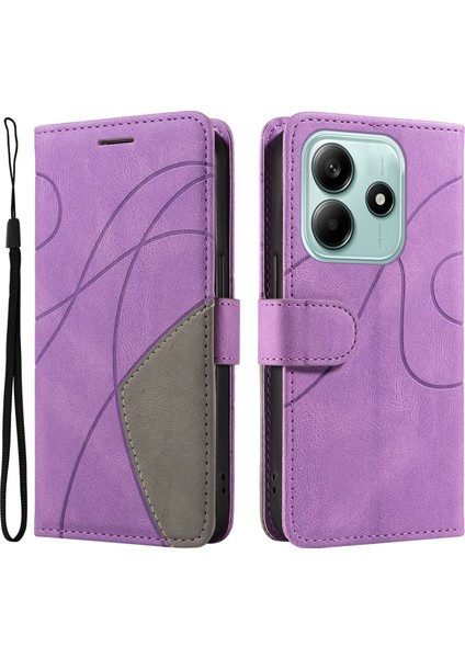 Kt Deri Serisi-1 Xiaomi Redmi Note 14 5G Renk Ekleme Telefon Kılıfı Cüzdan Standı-Açık Mor (Yurt Dışından)