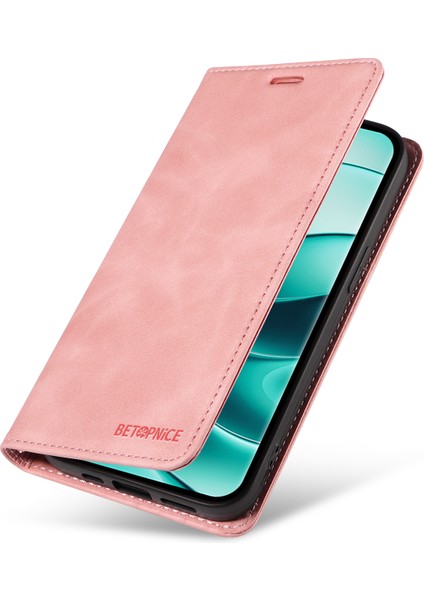Xiaomi Redmi Note 14 Pro+ 5G-Note 14 Pro 5G Cüzdan Kılıf Deri Telefon Kılıfı - Pembe (Yurt Dışından)