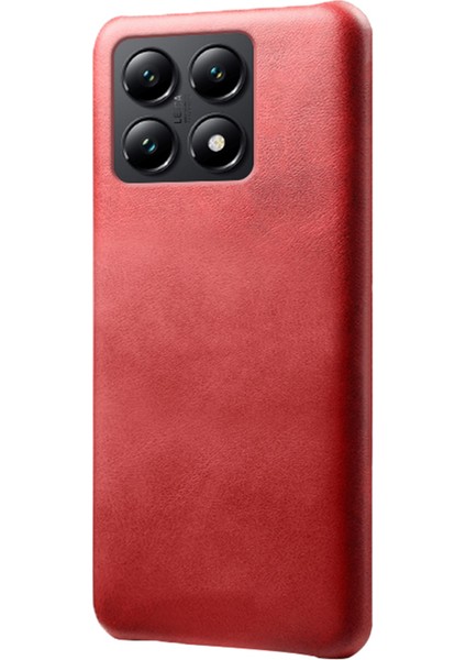 Xiaomi 14T Kılıf Buzağı Dokusu Pu Deri Sert Pc Koruyucu Telefon Kapağı-Kırmızı (Yurt Dışından)