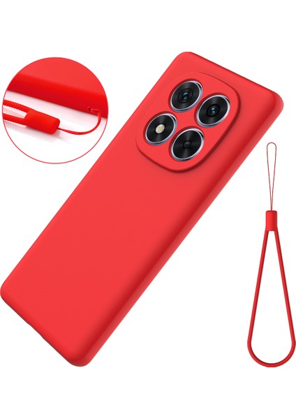 Xiaomi Redmi Note 14 Pro 5G Kılıf El Kayışı İle Sıvı Silikon Çizilmez Telefon Kılıfı-Kırmızı (Yurt Dışından) indirimleri