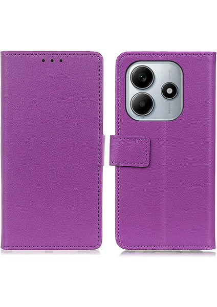 Xiaomi Redmi Note 14 4G Kılıf Pu Deri Cüzdan Telefon Kapağı-Mor (Yurt Dışından)