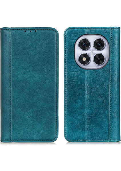 Xiaomi Redmi Note 14 Pro 4G Split Deri Litchi Doku Cüzdan Telefon Kılıfı-Yeşil (Yurt Dışından)
