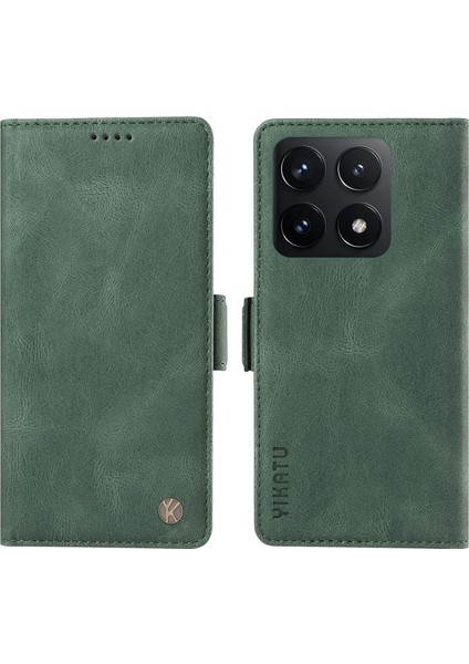 Xiaomi 14T Kılıf Için Pu Deri Cüzdan Telefon Kapağı Cilt Dokunmatik Duygu-Yeşil (Yurt Dışından)