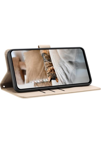 Xiaomi Redmi Note 14 Pro 5G-Note 14 Pro+ 5G Kılıf Askılı Kediler Baskı Deri Cüzdan Telefon Kapağı-Bej (Yurt Dışından)