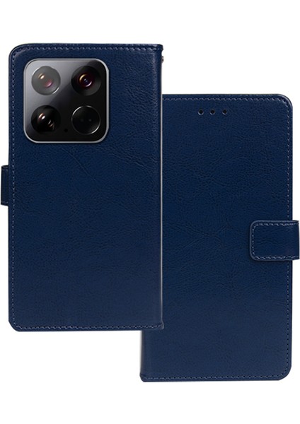 Xiaomi 15 Kılıf Kart Yuvaları Tutucu Deri Telefon Kapağı Crazy Horse Doku-Mavi Için (Yurt Dışından)