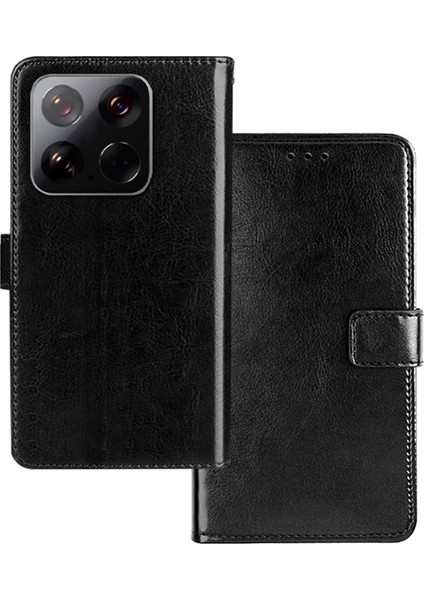 Xiaomi 15 Kılıf Kart Yuvaları Tutucu Deri Telefon Kapağı Crazy Horse Doku-Siyah Için (Yurt Dışından)