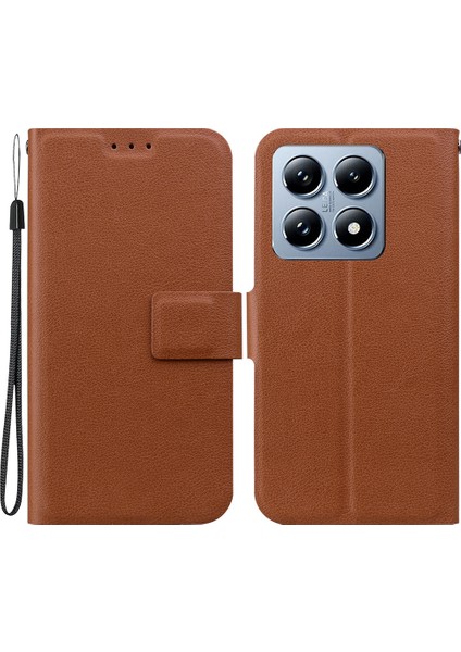 Xiaomi 14T Pro Kılıf Için Ultra Ince Pu Deri+Tpu Telefon Kılıfı, Kart Yuvalı-Kahverengi (Yurt Dışından)