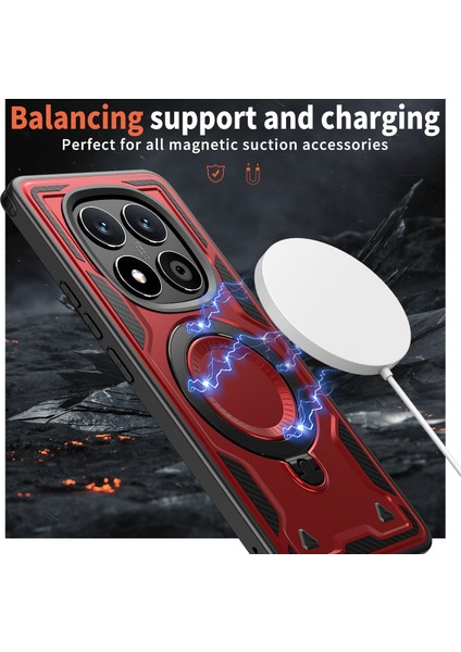 Xiaomi Redmi Note 14 Pro 5G Kılıf Magsafe Askeri Koruma Pc+Tpu Telefon Kapağı İle Uyumlu-Kırmızı (Yurt Dışından) modelleri