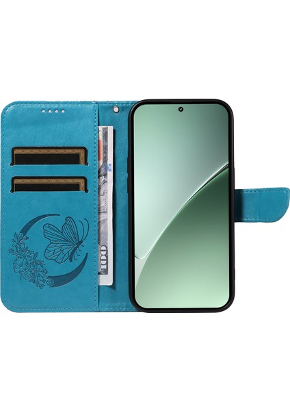 Xiaomi 15 Pro Kılıf Desenli Deri Cüzdan Çevirmeli Telefon Kapağı-Mavi (Yurt Dışından)