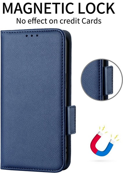 Xiaomi 15 Pro Kılıf Litchi Doku Pu Deri Cüzdan Çevirmeli Telefon Kapağı-Koyu Mavi (Yurt Dışından)