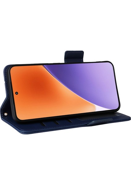 Xiaomi 15 Pro Kılıf Litchi Doku Pu Deri Cüzdan Çevirmeli Telefon Kapağı-Koyu Mavi (Yurt Dışından)