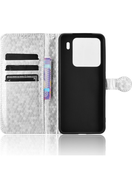 Xiaomi 15 Pro Için Cüzdan Kılıf Nokta Desenli Baskı Pu Deri Telefon Kapağı-Gümüş (Yurt Dışından)