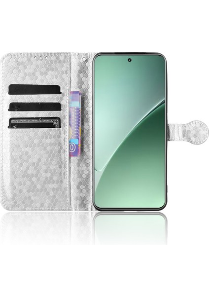 Xiaomi 15 Pro Için Cüzdan Kılıf Nokta Desenli Baskı Pu Deri Telefon Kapağı-Gümüş (Yurt Dışından)