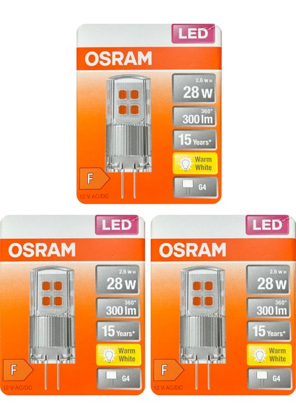 (3 Adet) Osram 2,6W (28W) 2700K (Sarı Işık) G4 Duylu Led Kapsül Ampul