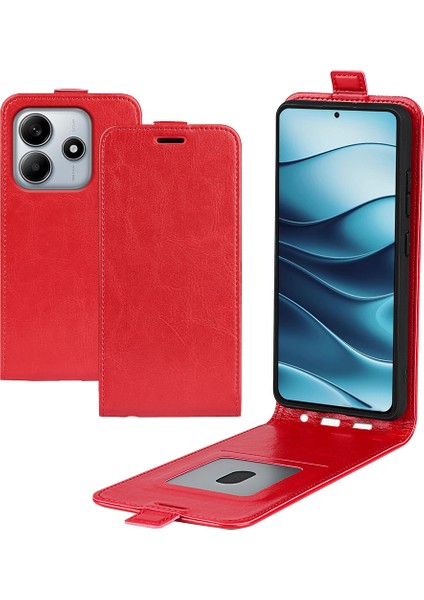 Xiaomi Redmi Note 14 5G-14 4G Kılıf Kart Yuvaları İle Dikey Çevirme Deri Telefon Kapağı-Kırmızı (Yurt Dışından) indirimleri