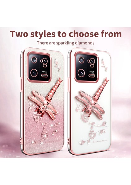 Xiaomi 13 Kılıf Dragonfly Tpu Çiçekler Parıltılı Telefon Kapağı-Mavi (Yurt Dışından) fiyatları
