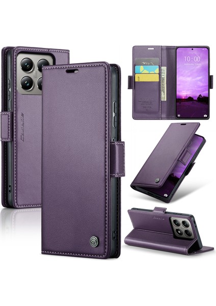 Xiaomi 14T Kılıf Caseme 023 Serisi Rfıd Engelleme Parlak Telefon Kapağı-Mor (Yurt Dışından)