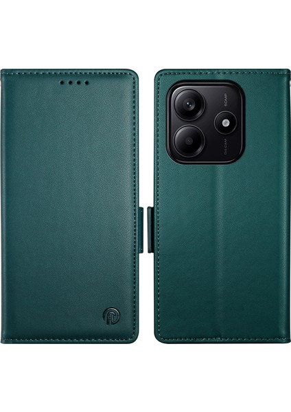 Df-010 Xiaomi Redmi Note 14 5G-14 4G Pu Deri Cüzdan Telefon Kılıfı-Siyahımsı Yeşil (Yurt Dışından)