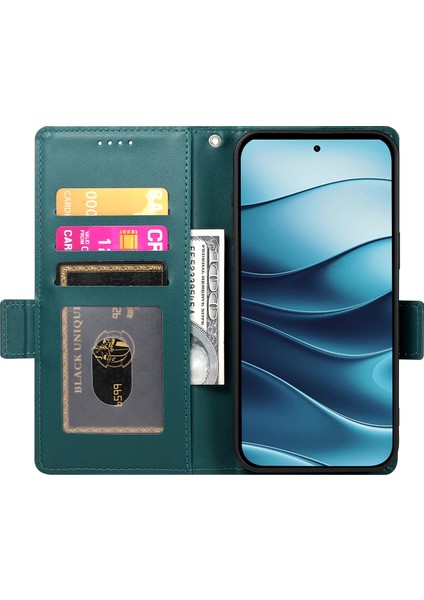 Df-010 Xiaomi Redmi Note 14 5G-14 4G Pu Deri Cüzdan Telefon Kılıfı-Siyahımsı Yeşil (Yurt Dışından) fiyatları